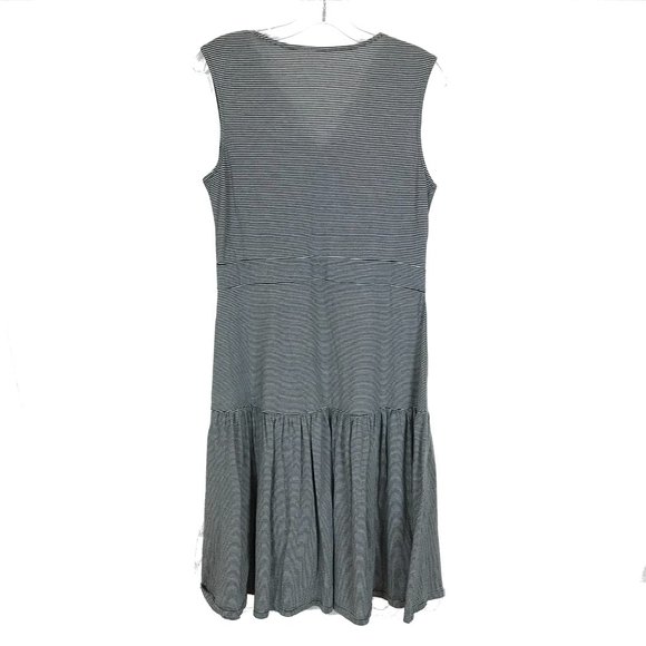 Womens Size Small Soft Surroundings Black White Claudia Faux Wrap Striped Dress - Picture 5 of 5